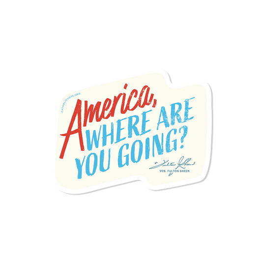 America Fulton Sheen Quote Sticker - Red, White, and Blue
