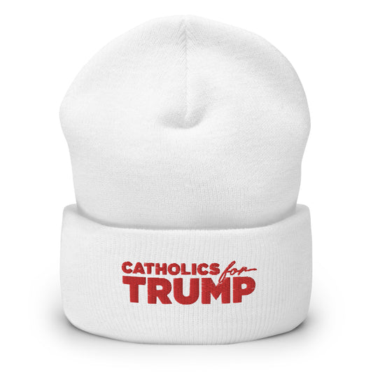 Catholics for Trump White Beanie